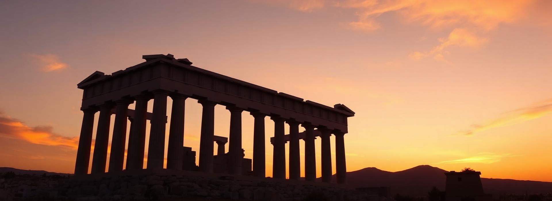 Parthenon silhouette at dusk